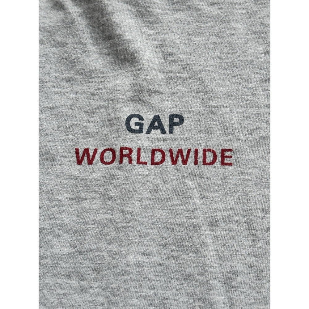 Vintage 90s/2000s Y2K Gap Worldwide Flags Long Sleeve Gray Men's T-Shirt Size XL - Picture 3 of 8